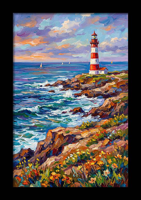 Red Lighthouse By The Sea