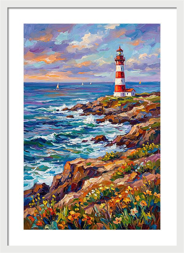 Red Lighthouse By The Sea