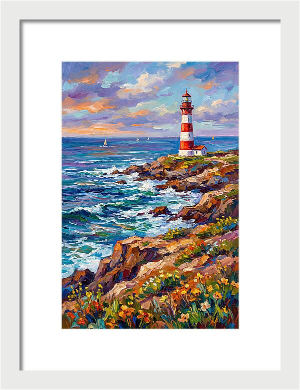Red Lighthouse By The Sea