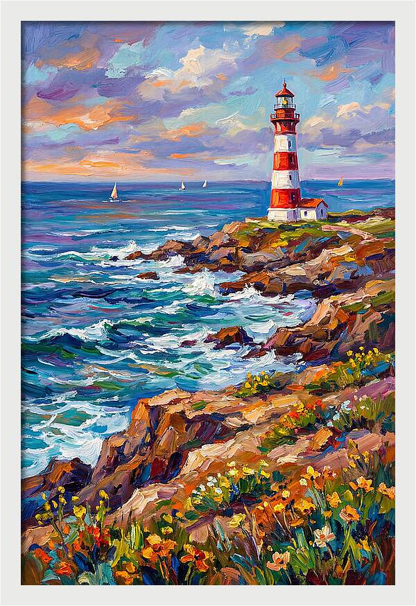 Red Lighthouse By The Sea