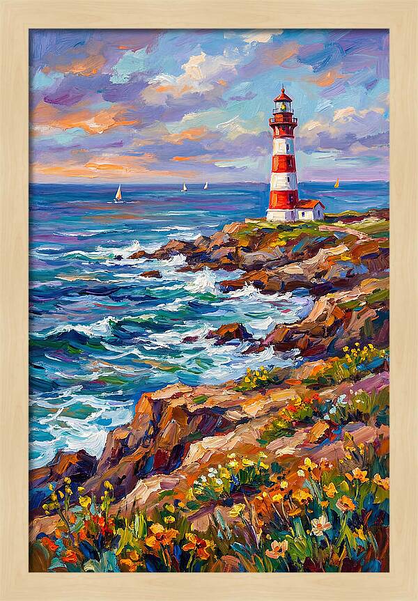 Red Lighthouse By The Sea