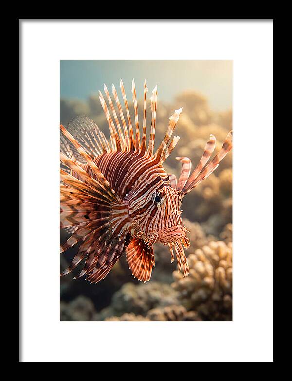 Red Lionfish In Coral Reef