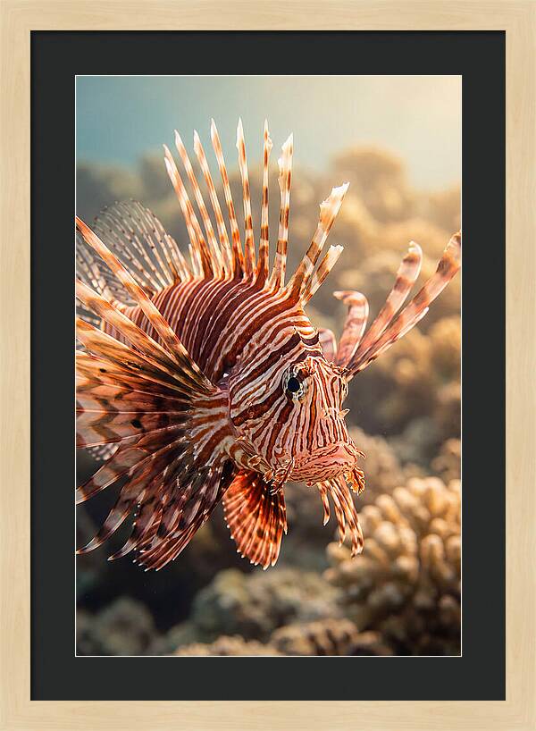 Red Lionfish In Coral Reef