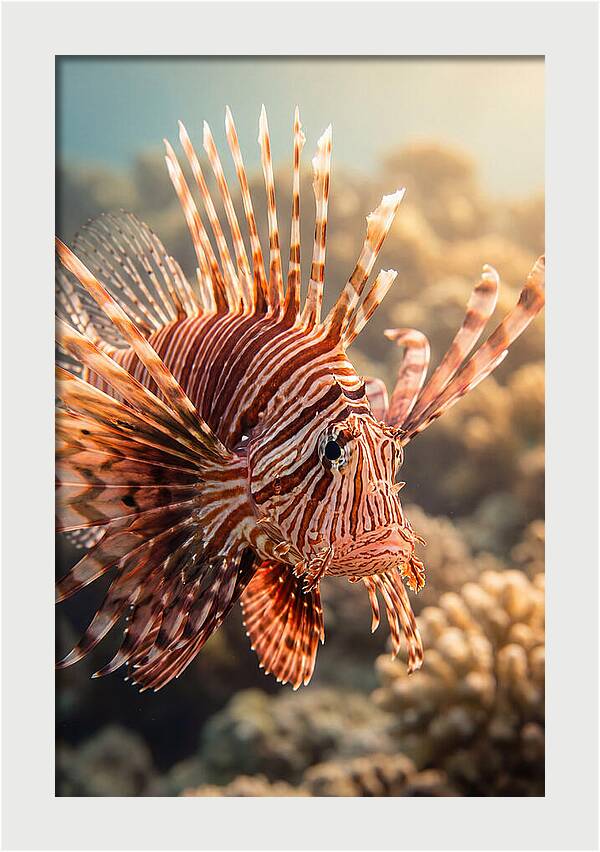 Red Lionfish In Coral Reef