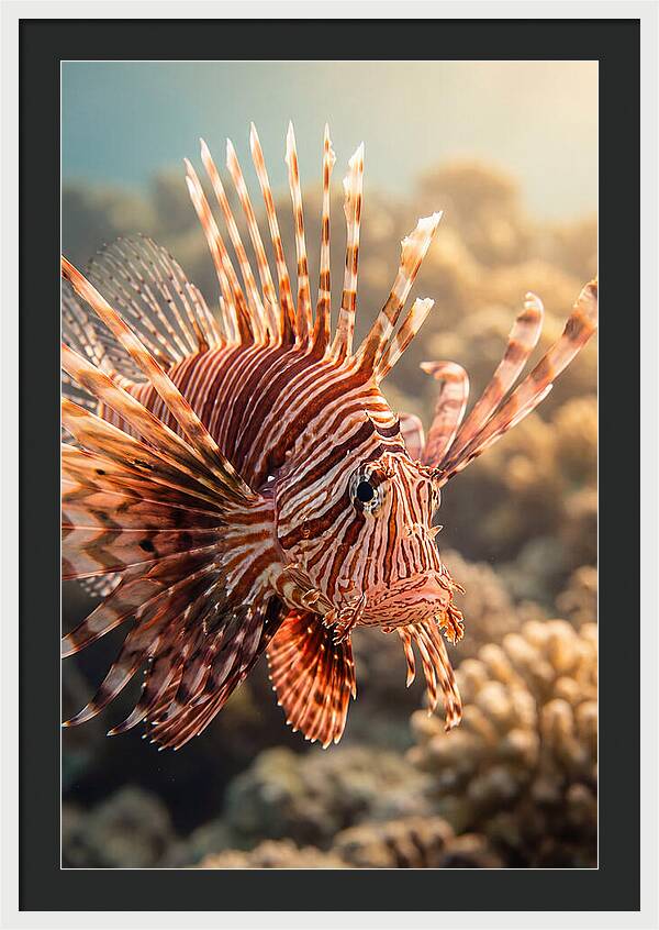 Red Lionfish In Coral Reef