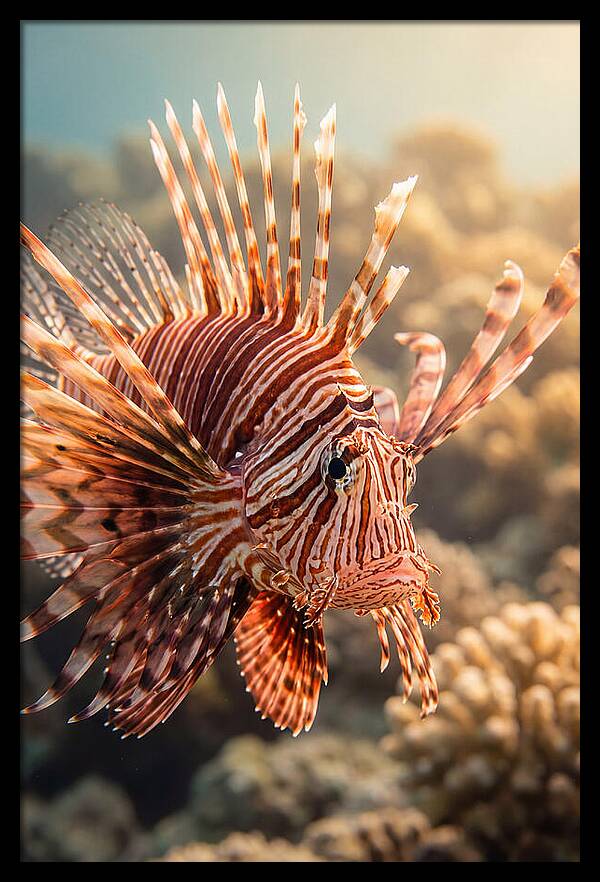 Red Lionfish In Coral Reef