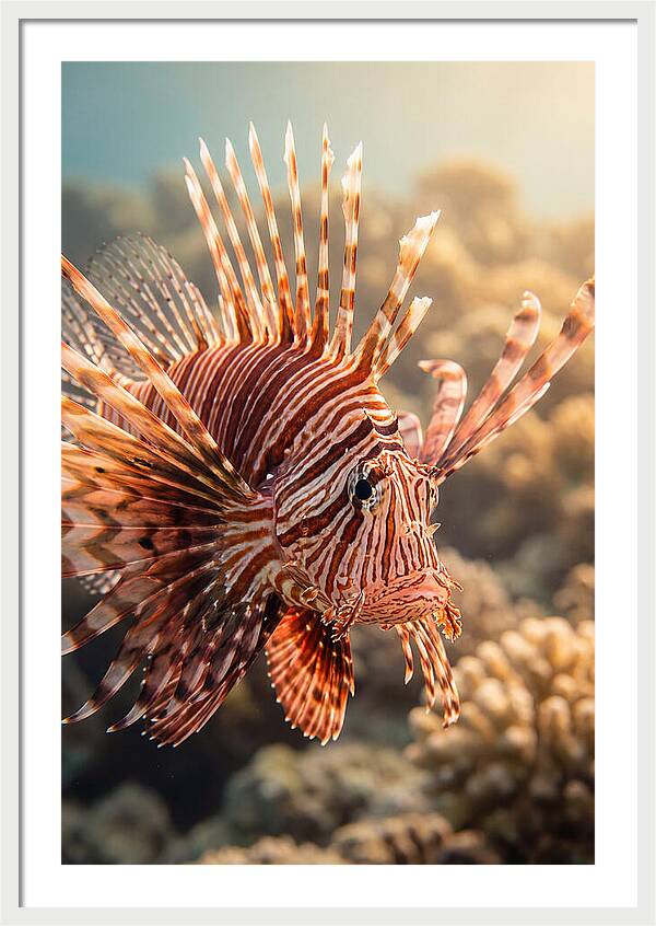 Red Lionfish In Coral Reef