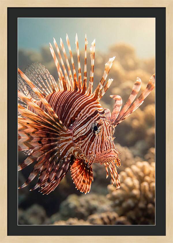 Red Lionfish In Coral Reef