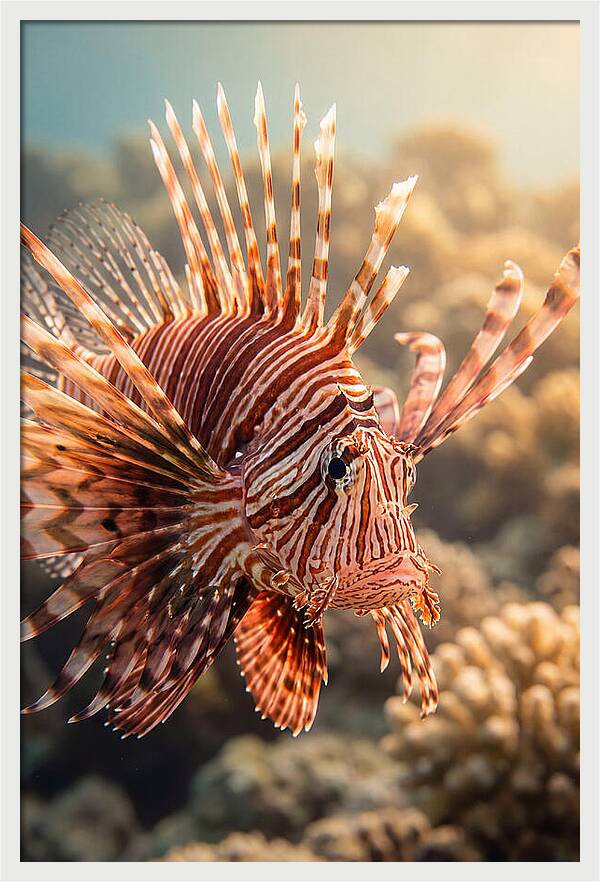 Red Lionfish In Coral Reef