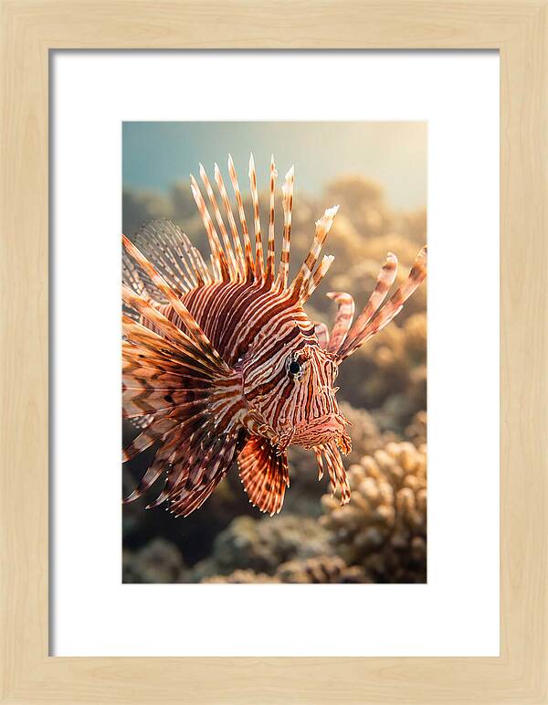 Red Lionfish In Coral Reef