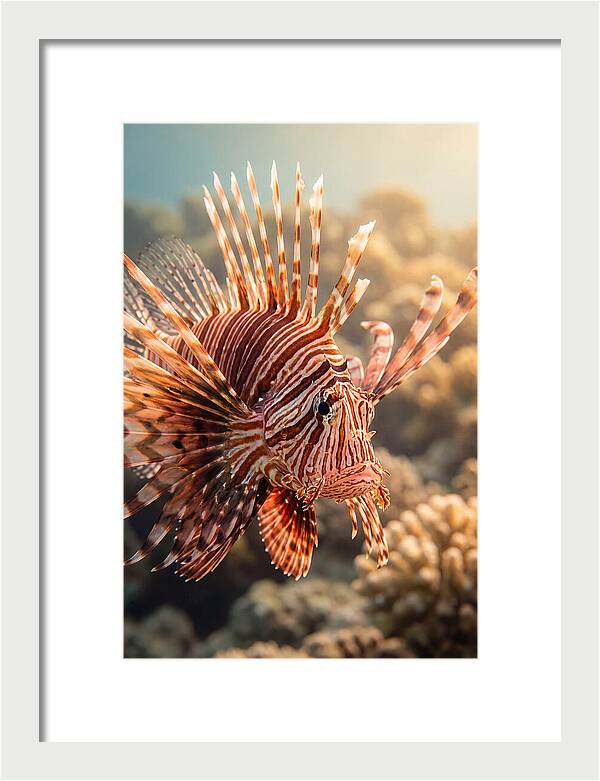 Red Lionfish In Coral Reef