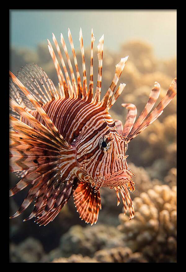 Red Lionfish In Coral Reef