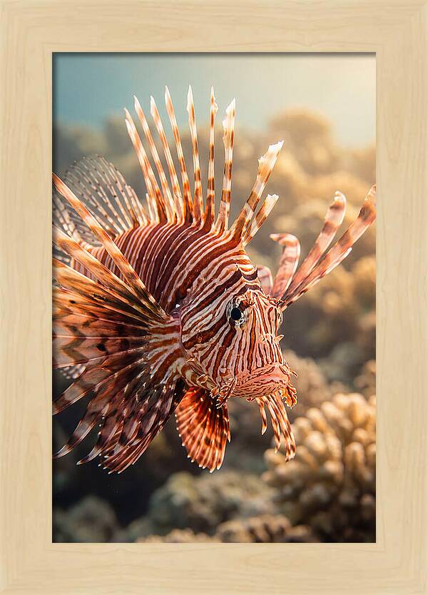 Red Lionfish In Coral Reef