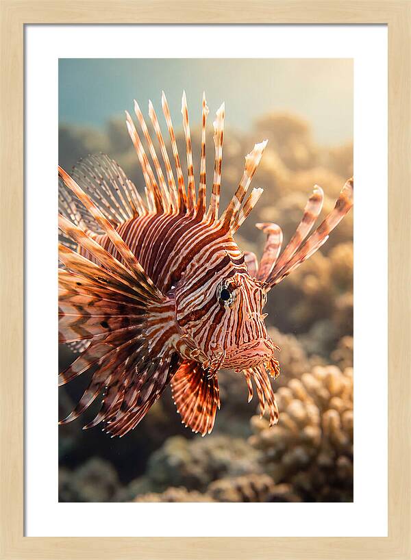 Red Lionfish In Coral Reef