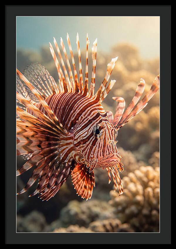 Red Lionfish In Coral Reef