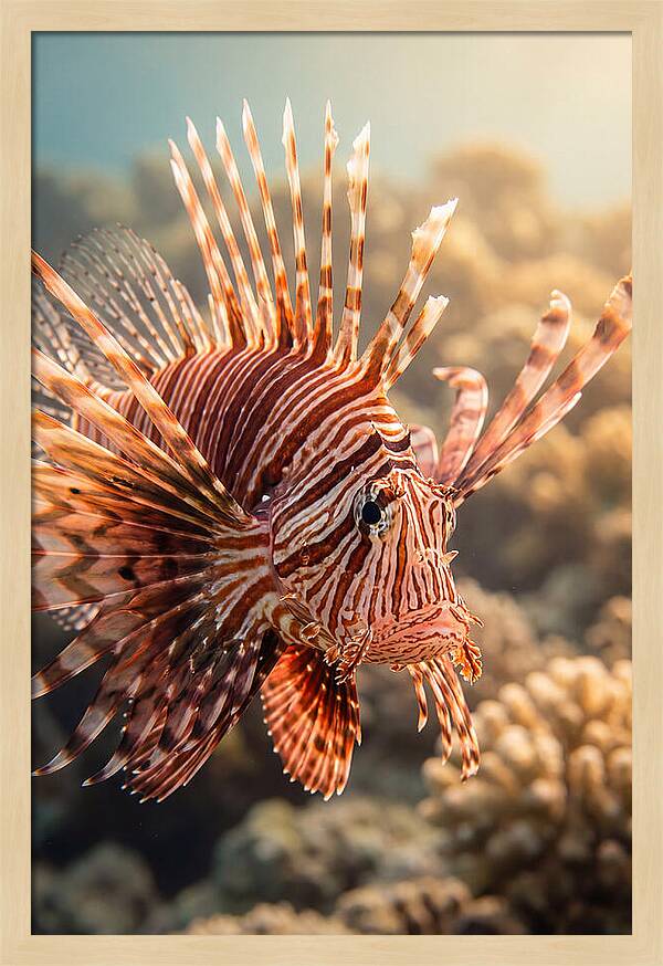 Red Lionfish In Coral Reef