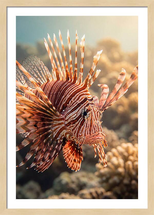 Red Lionfish In Coral Reef