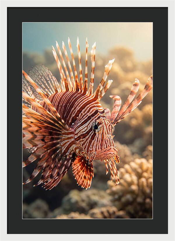 Red Lionfish In Coral Reef