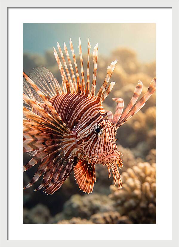 Red Lionfish In Coral Reef