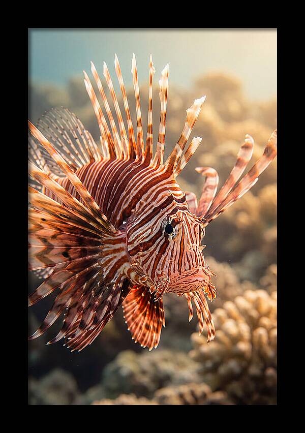 Red Lionfish In Coral Reef