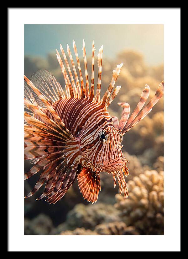 Red Lionfish In Coral Reef