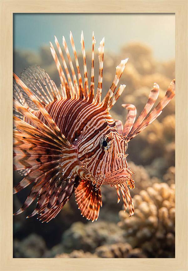 Red Lionfish In Coral Reef