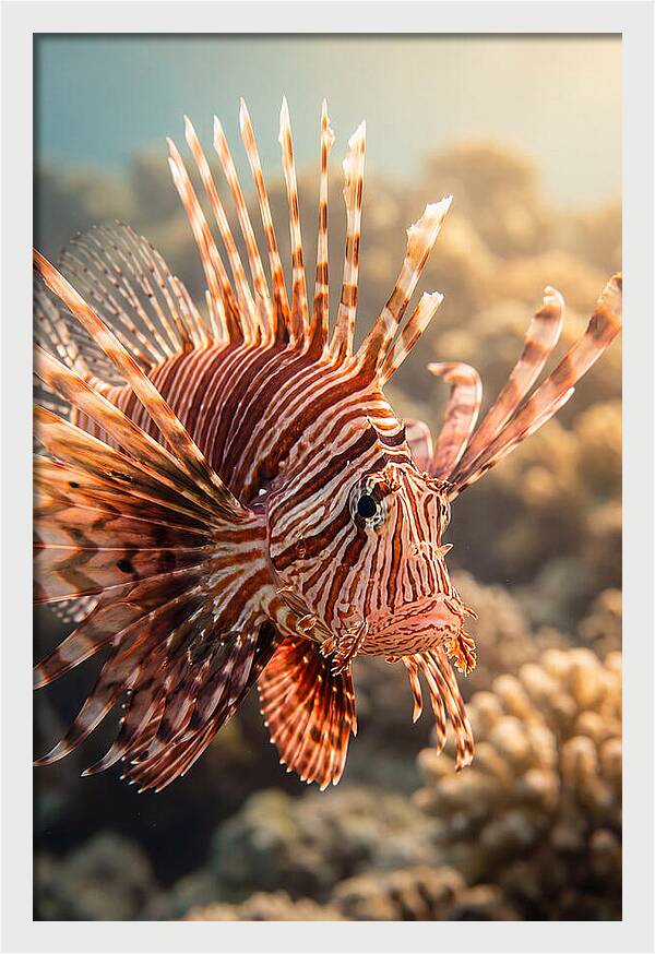 Red Lionfish In Coral Reef
