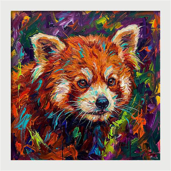 Red Panda In Vibrant Colors