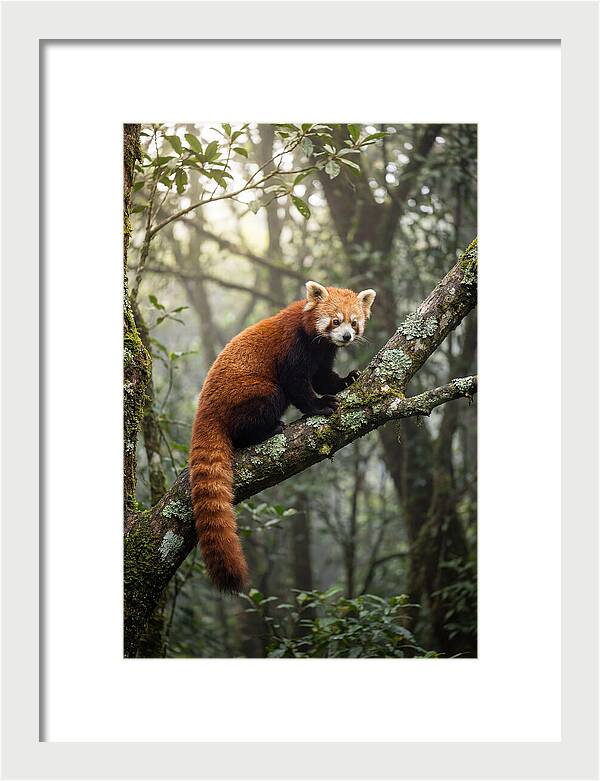 Red Panda Perched In Nature