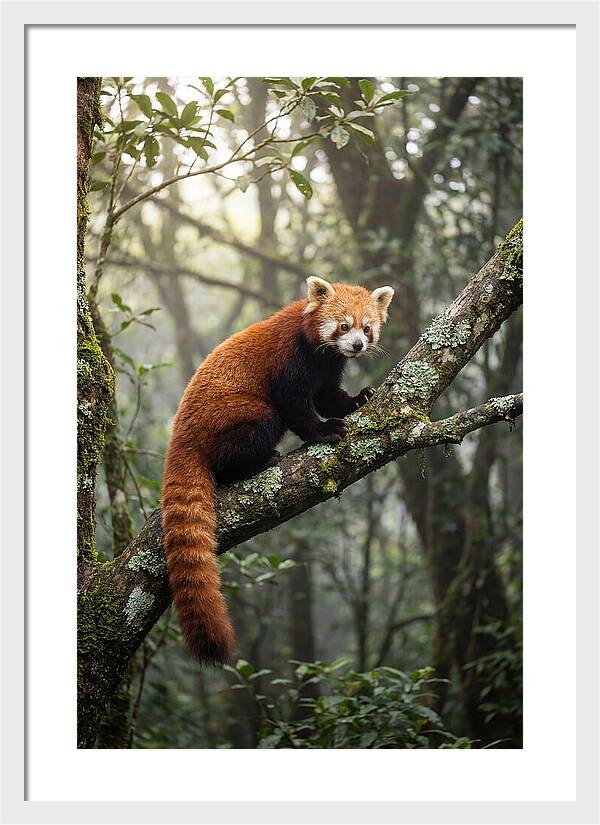 Red Panda Perched In Nature