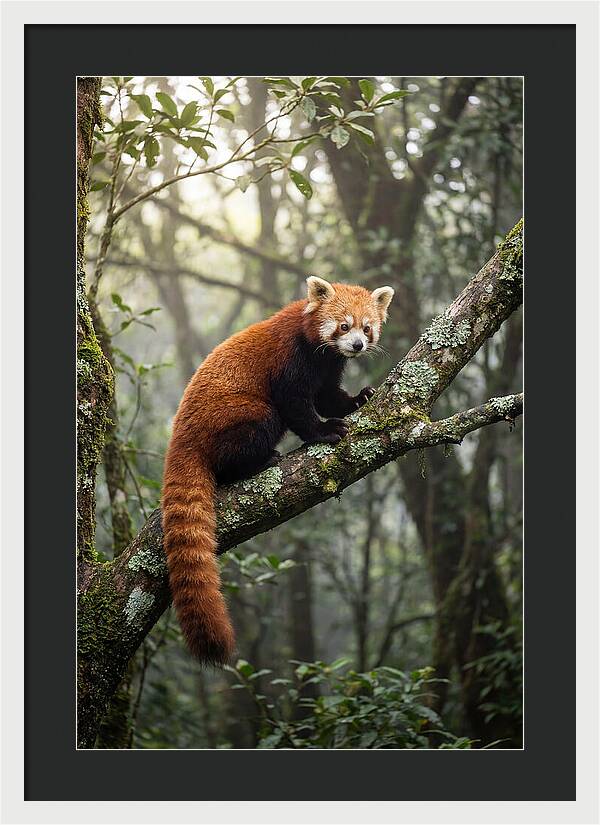 Red Panda Perched In Nature