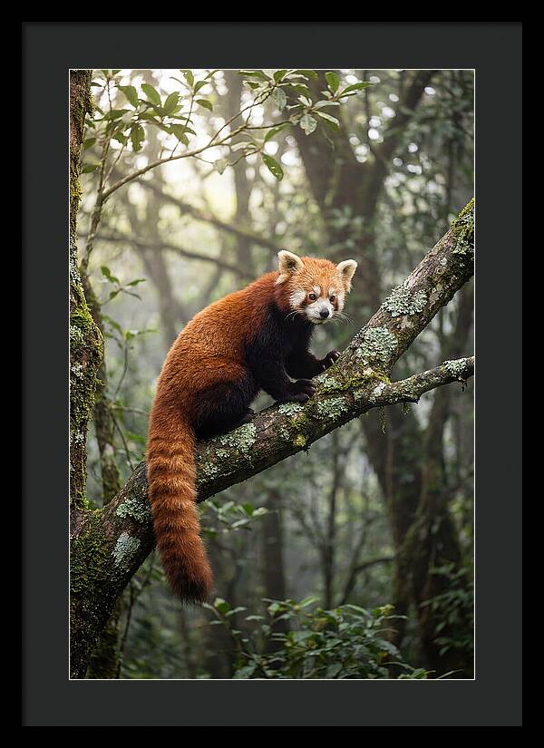 Red Panda Perched In Nature