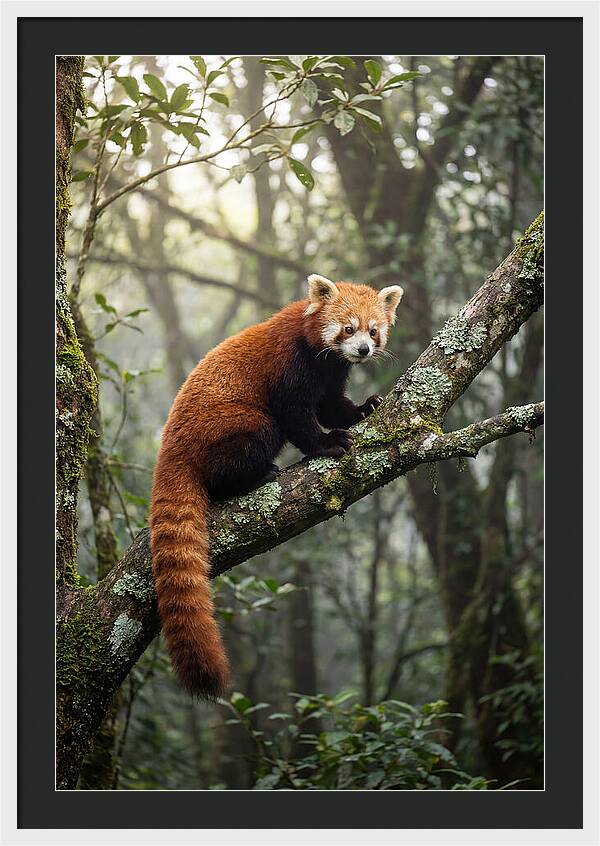 Red Panda Perched In Nature