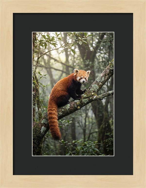 Red Panda Perched In Nature