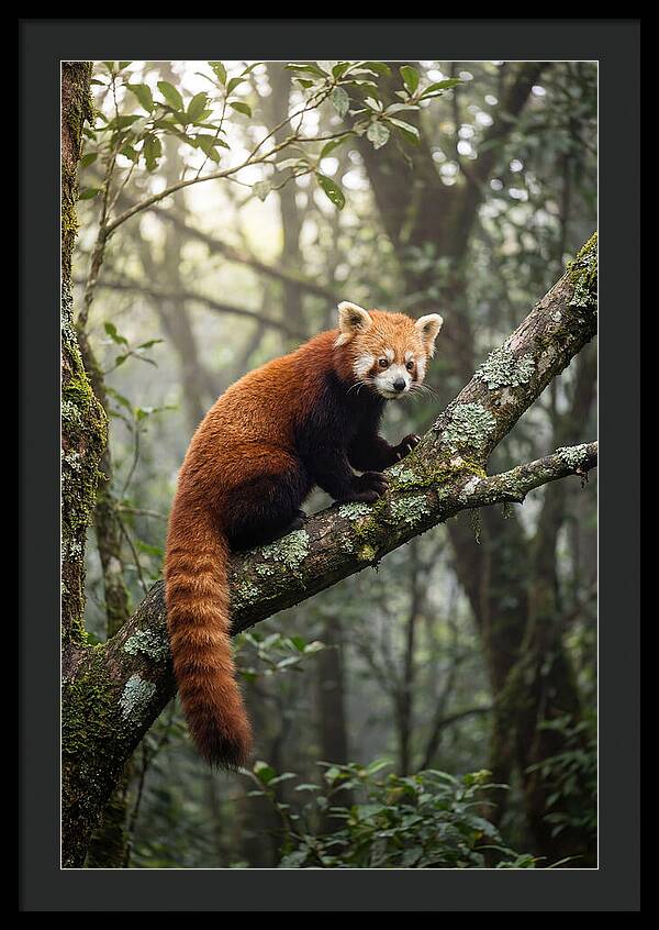 Red Panda Perched In Nature