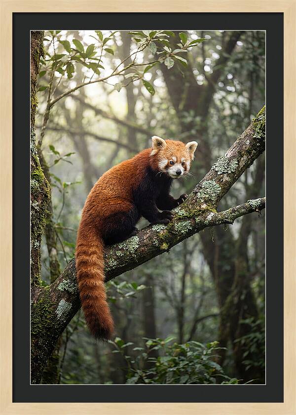 Red Panda Perched In Nature
