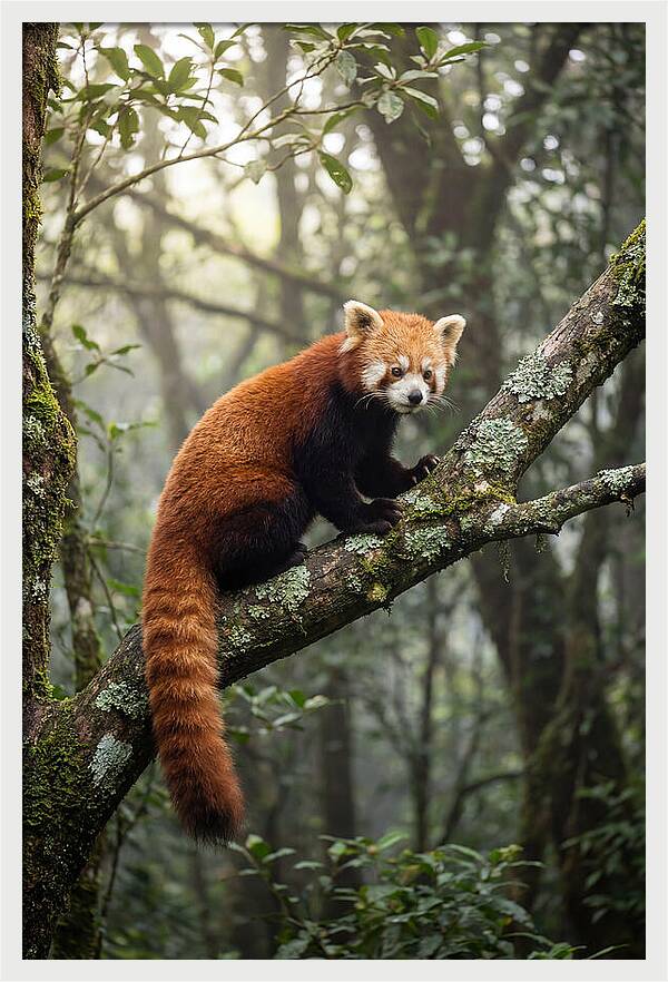 Red Panda Perched In Nature