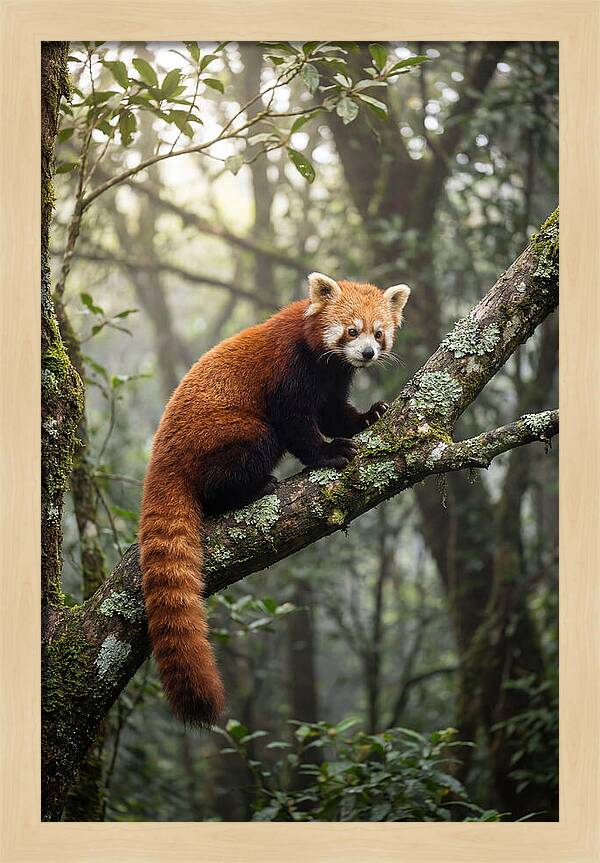 Red Panda Perched In Nature