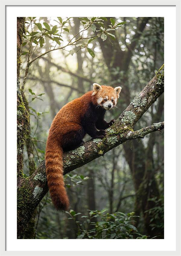 Red Panda Perched In Nature