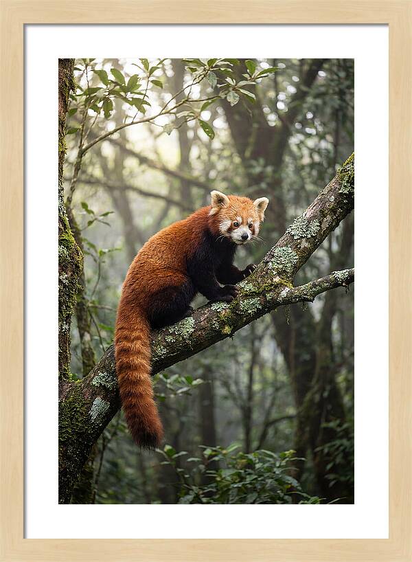 Red Panda Perched In Nature