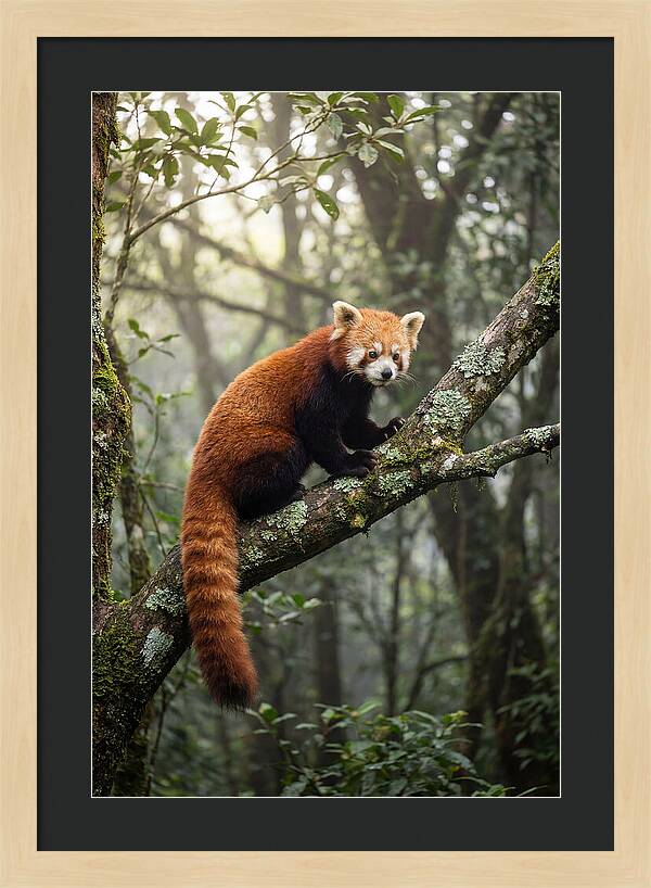 Red Panda Perched In Nature