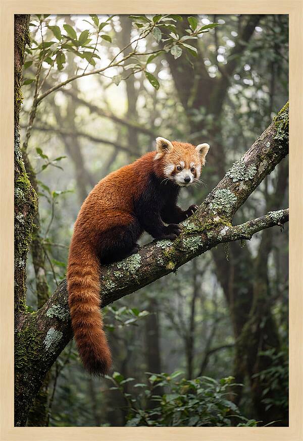 Red Panda Perched In Nature