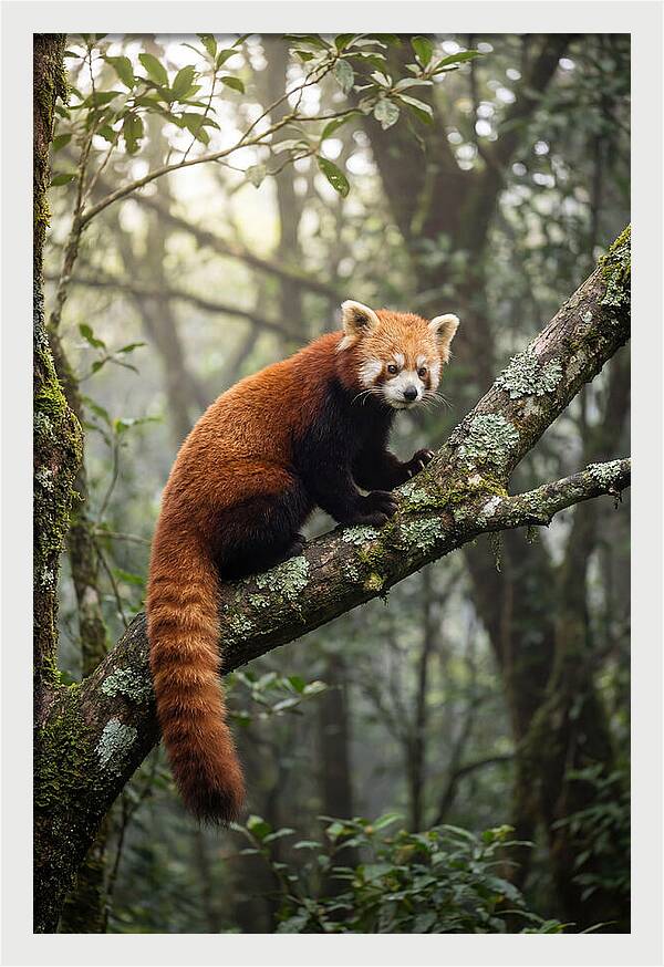 Red Panda Perched In Nature