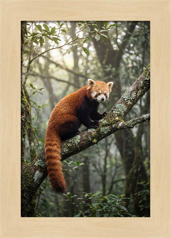 Red Panda Perched In Nature