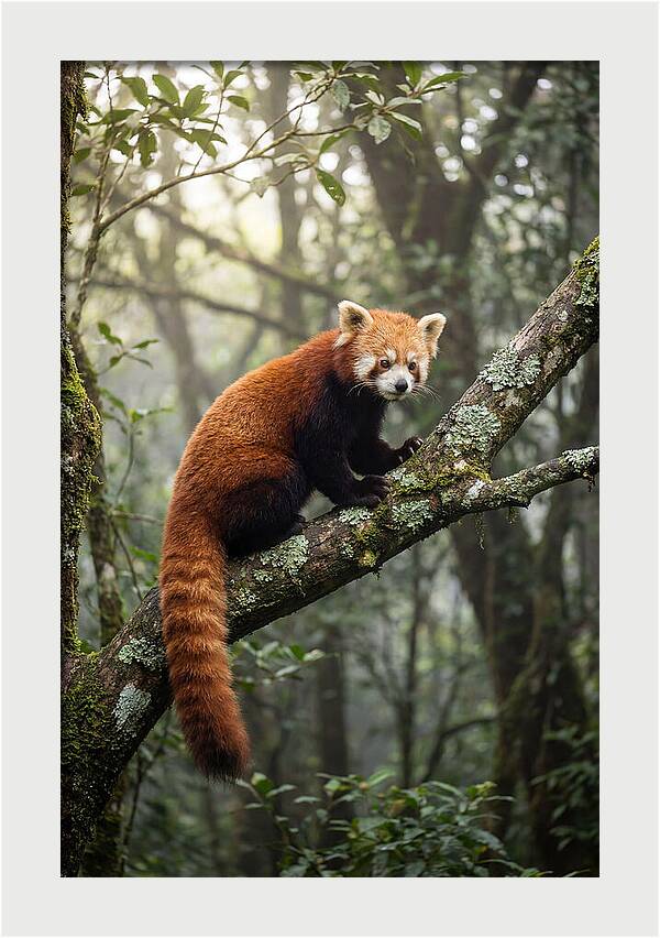 Red Panda Perched In Nature