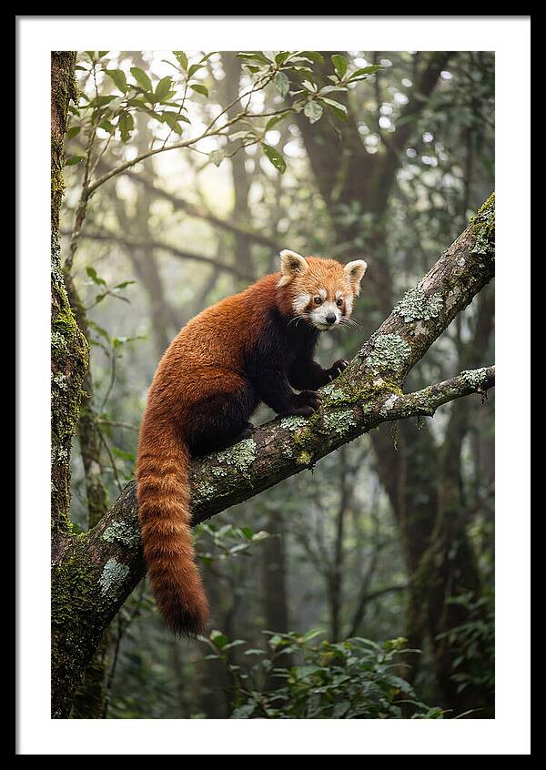 Red Panda Perched In Nature