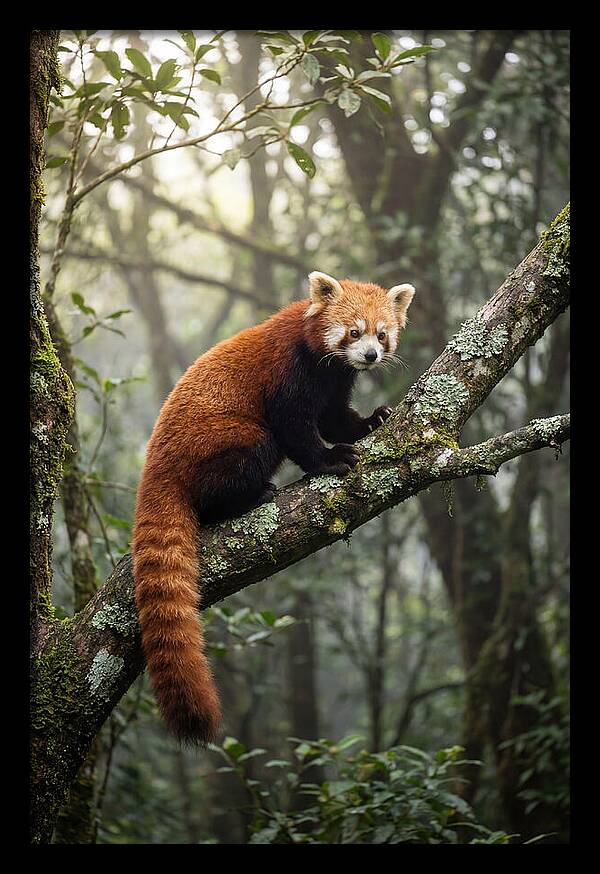 Red Panda Perched In Nature