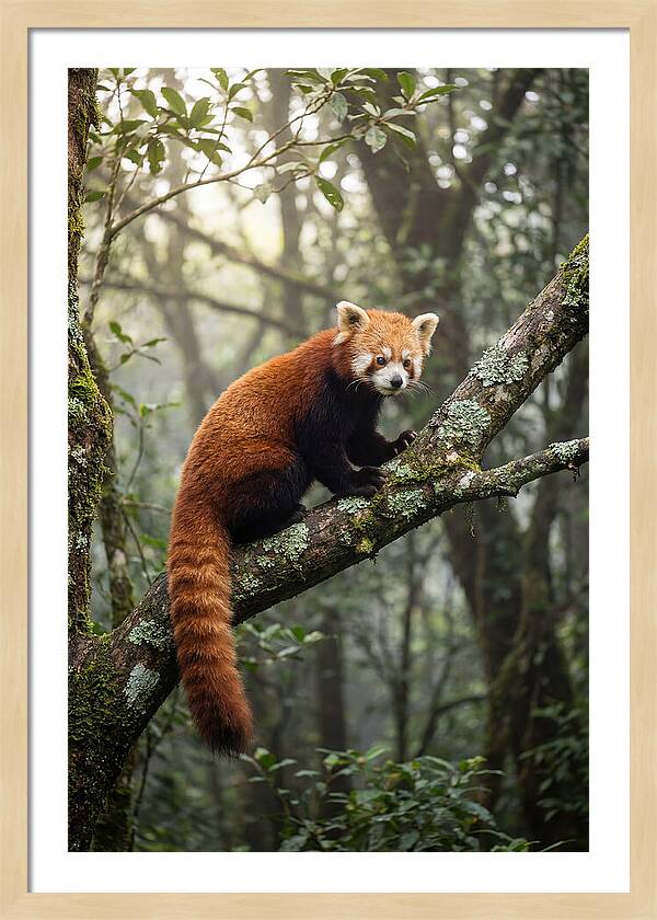 Red Panda Perched In Nature