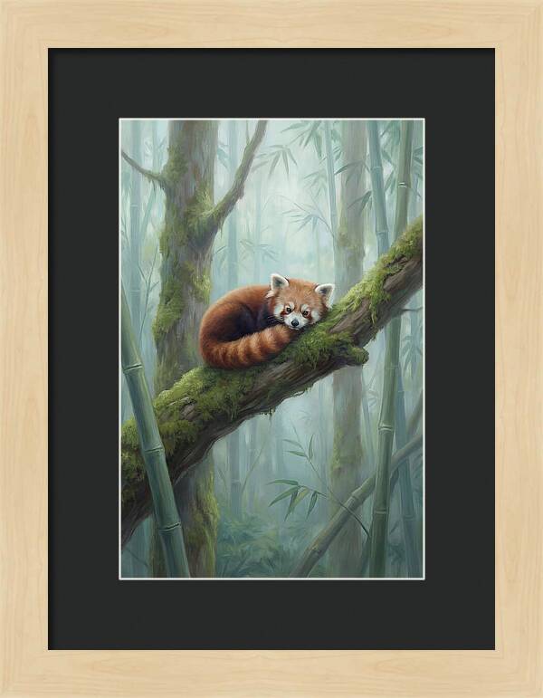 Red Panda Resting In Bamboo Forest