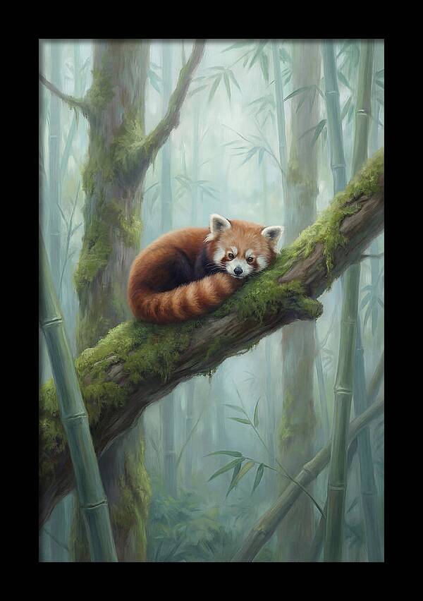 Red Panda Resting In Bamboo Forest